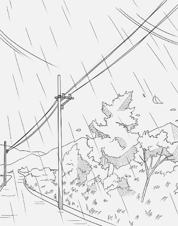 卡通场景的绘画方法：雨路