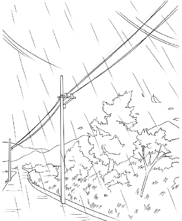 卡通场景的绘画方法：雨路