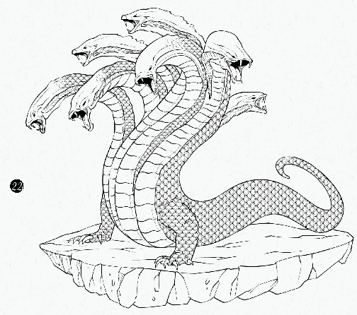 七头蛇怪画，七头蛇原线描